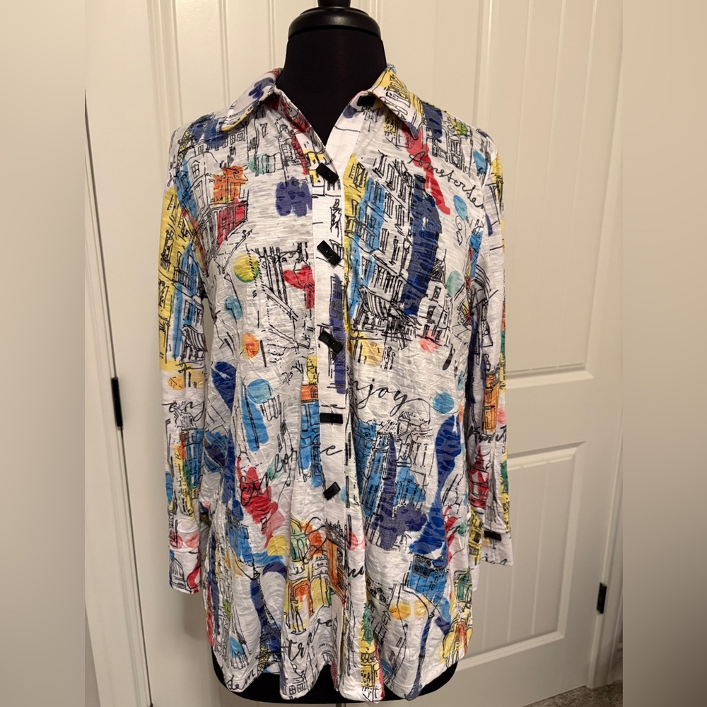 Ali Miles Multicolor Abstract Button Down Shirt
